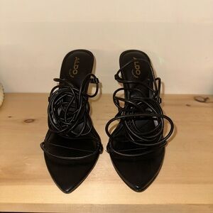 Black Aldo Lace-up Heels 7.5